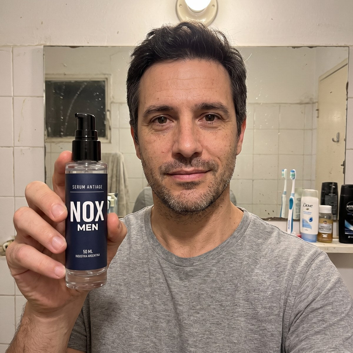 Nicolás con el producto